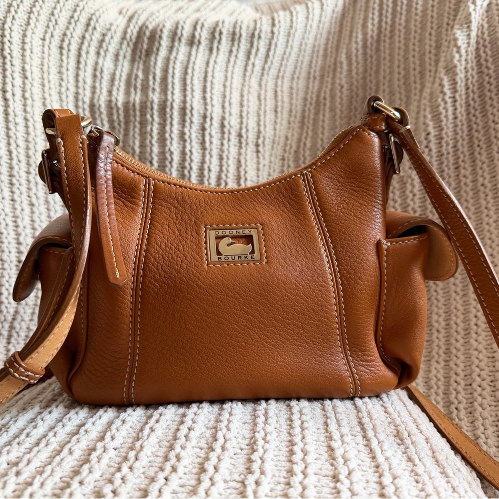 Dooney & Bourke Pebbled Leather Small Cognac Crossbody